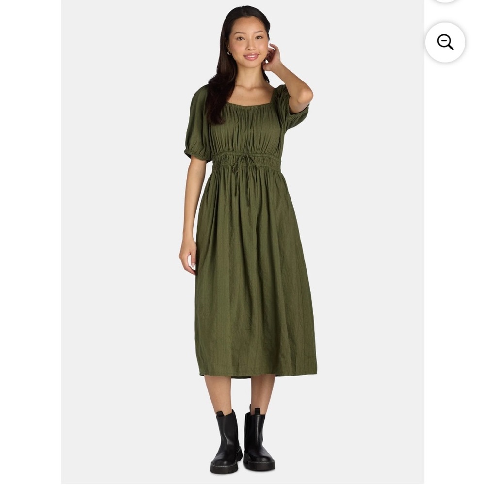 Time and Tru Women's Ruched Waist Print Midi Dress
